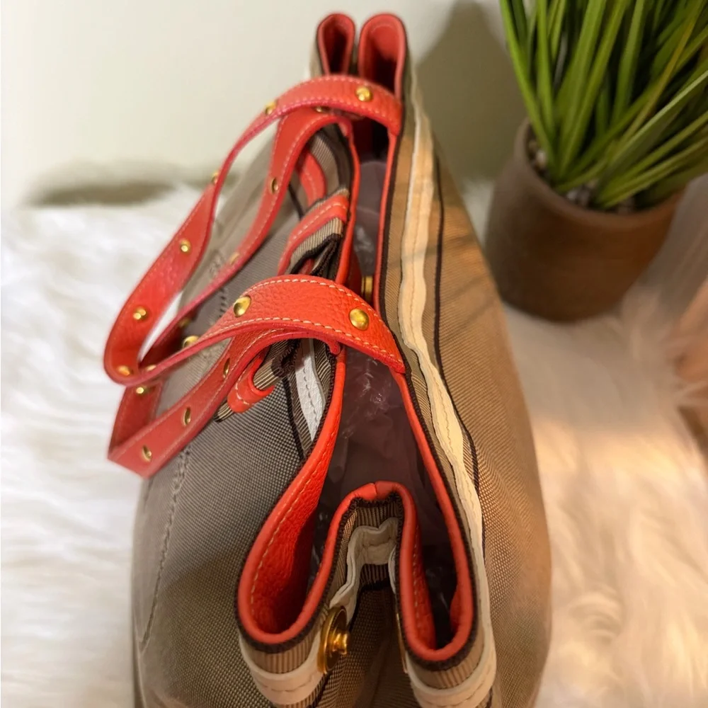 Prada Beige and Red Canvas Tote - Picture 3 of 8